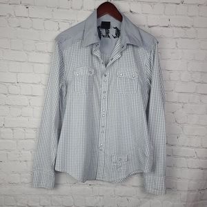 Blac Label Gray/White Gingham Long-sleeved Button Down. Women's.